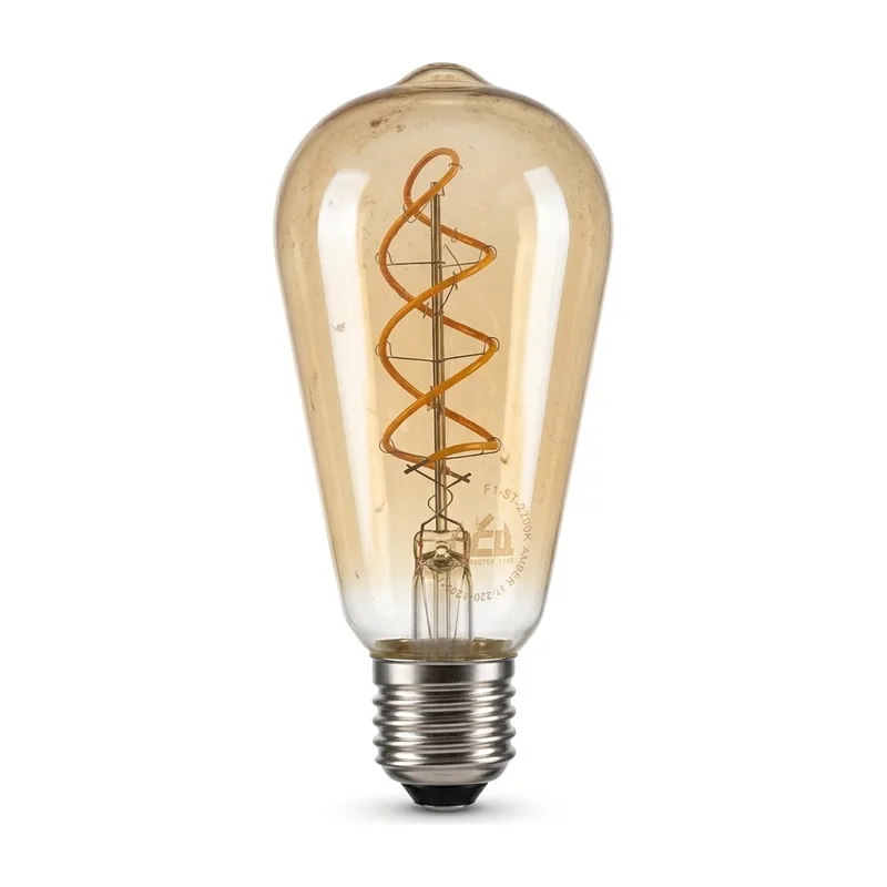 DCL Dimmable LED Filament Bulb ST64 6W, Amber Spiral
