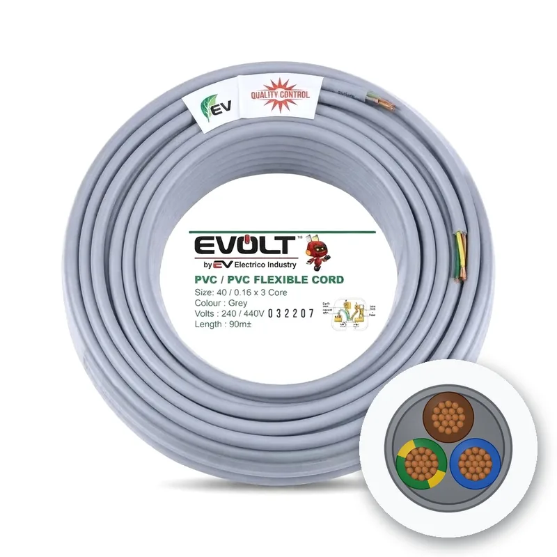 Evolt PVC Flexible Cord, 40/0.16 x 3 Core