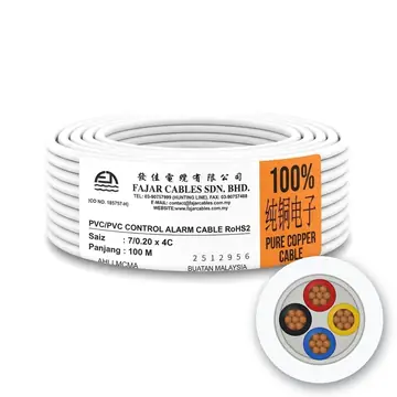 Fajar PVC/PVC Control and Alarm Cable, 7/0.20 x 4 Core