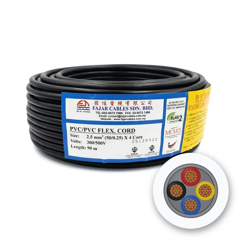 Fajar PVC/PVC Flexible Cord, 2.5 mm² (50/0.25) x 4 Core