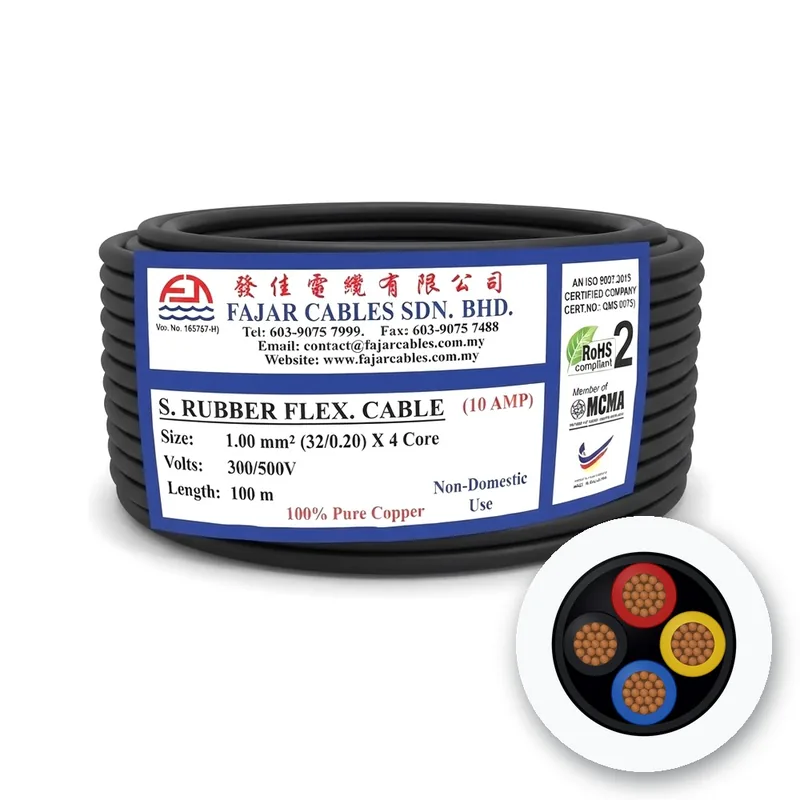 Fajar Synthetic Rubber Flexible Cable, 1.0 mm² x 4 Core, 300/500 V