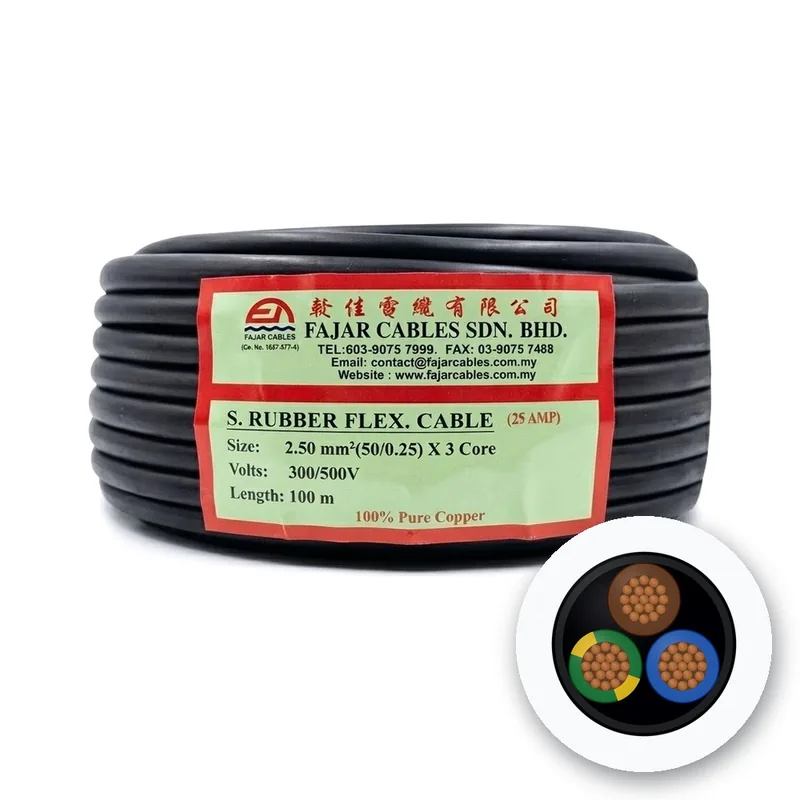 Fajar Synthetic Rubber Flexible Cable, 2.5 mm² x 3 Core