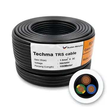 Techma TRS Tough Rubber Sheathed Cable, 1.5 mm² x 3 Core, 300/500 V