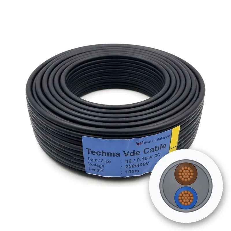 Techma VDE Twin Flat Cable, 42/0.15 x 2 Core, 250/400 V