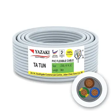 Yazaki PVC Flexible Cable, 23/0.16 x 3 Core