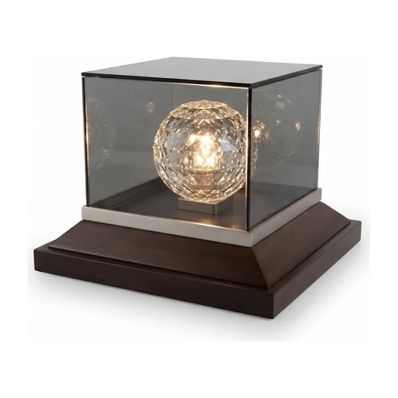 DCL Outdoor Gate Lamp DM-ROMANZO, Chengal Wood and Crystal Ball (300 mm to 600 mm)