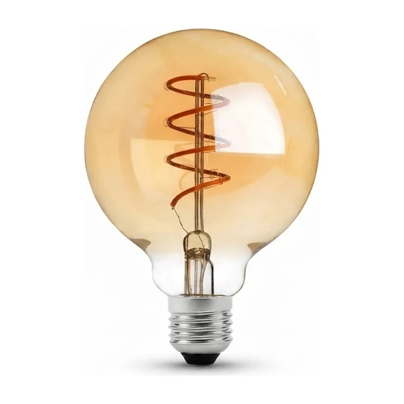 DCL Dimmable Amber LED Filament Bulb G80 6W E27