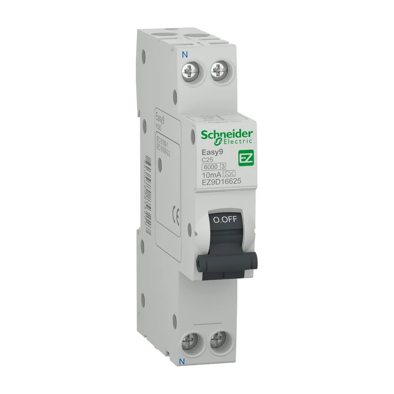 Schneider Electric Easy9 RCBO (earth leakage plus overcurrent), 1P+N, 25 to 32 A
