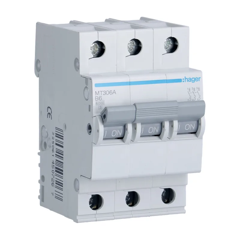 Hager Miniature Circuit Breaker (MCB) 6 kA 3P, 6 to 63 A