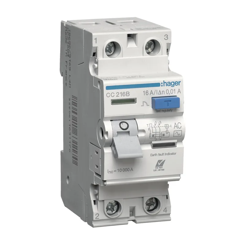Hager Residual Current Circuit Breaker (RCCB) 2P, 16 to 63 A