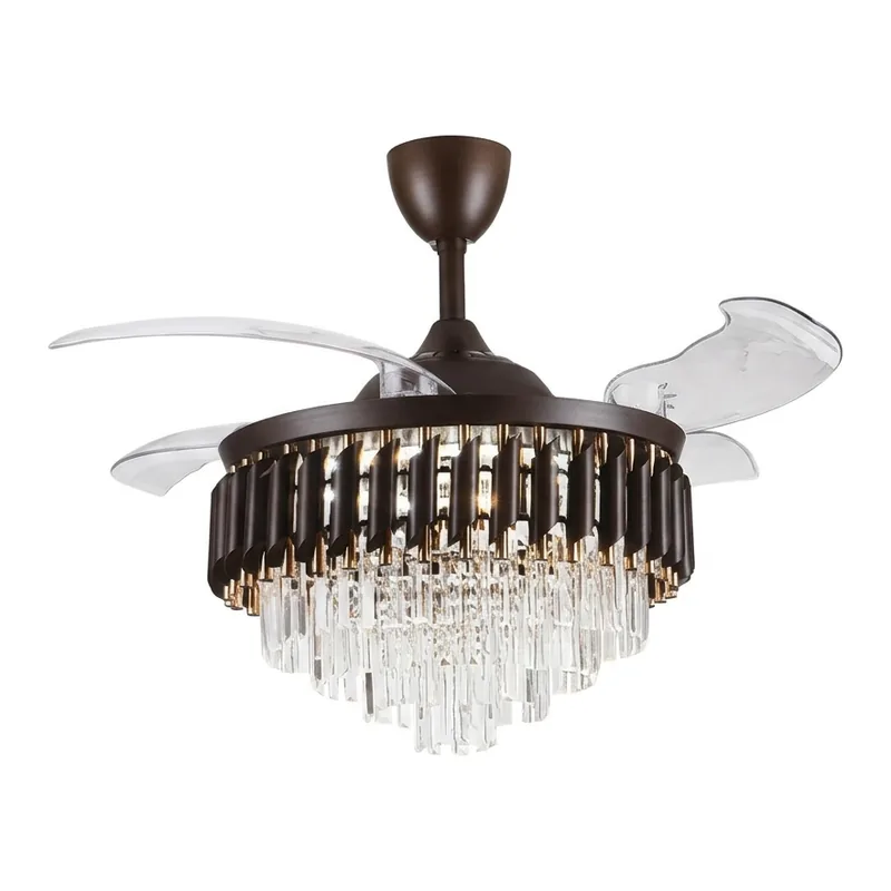 Regair & Inovo Regair B100 DC Crystal Chandelier Ceiling Fan, Retractable Blades, 42 inch, Remote Control