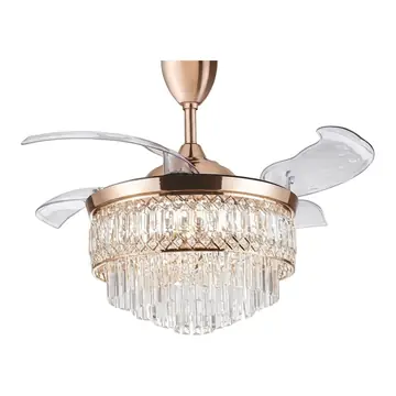 Regair & Inovo Regair Z007 DC Crystal Chandelier Ceiling Fan, Retractable Blades, 42 inch, Remote Control